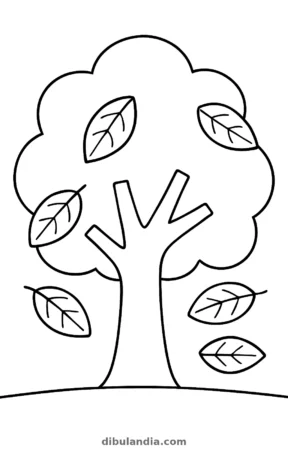 Árbol de otoño, dibujo en blanco y negro para colorear
