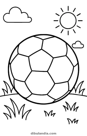 Balón de fútbol, dibujo en blanco y negro para colorear
