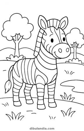 Cebra, dibujo en blanco y negro para colorear
