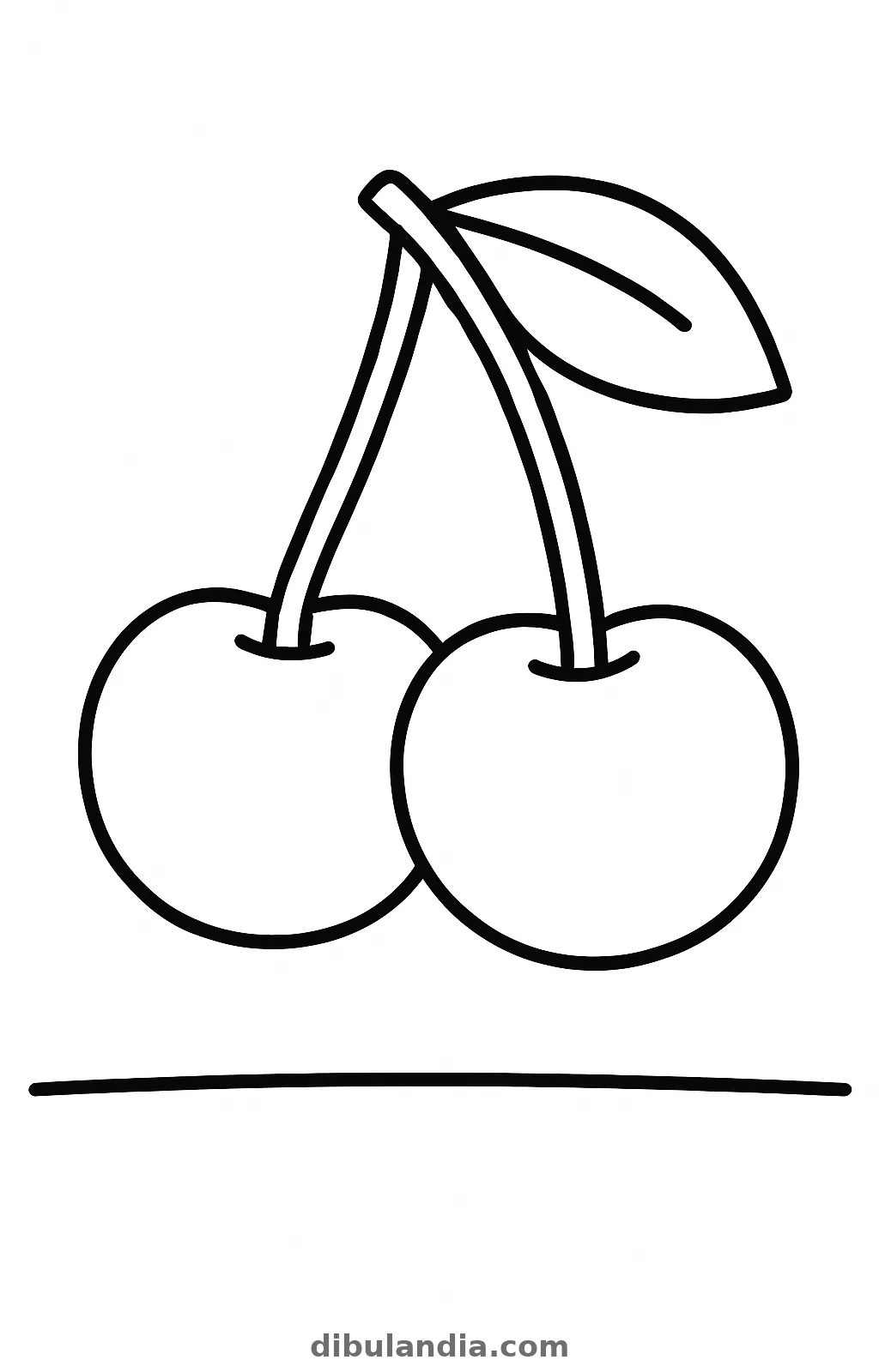 Cerezas, dibujo en blanco y negro para colorear