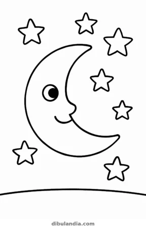 Cielo estrellado, dibujo en blanco y negro para colorear