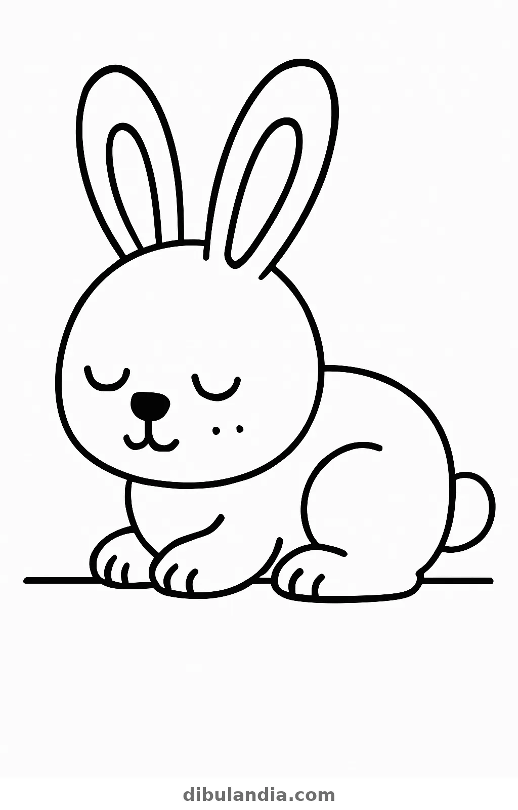 Conejo dormido, dibujo en blanco y negro para colorear