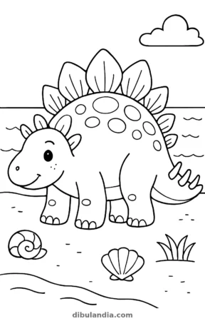 Estegosaurio, dibujo en blanco y negro para colorear