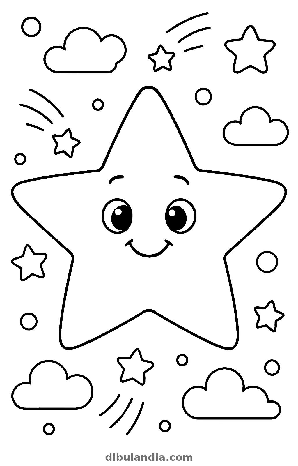 Estrella, dibujo en blanco y negro para colorear