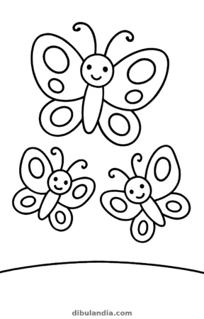 Mariposas volando, dibujo en blanco y negro para colorear