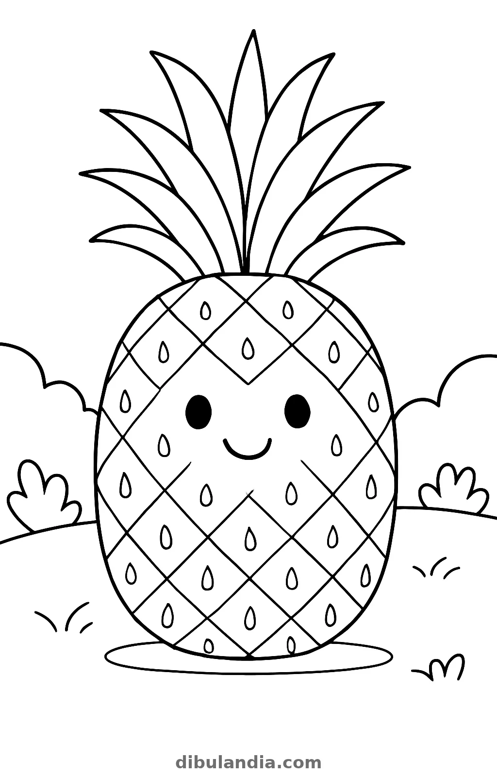 Piña, dibujo en blanco y negro para colorear