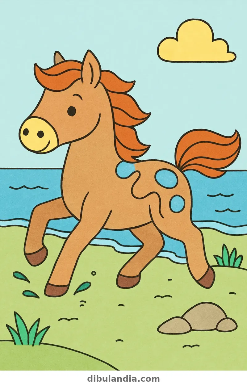 Ejemplo coloreado: Caballo al galope