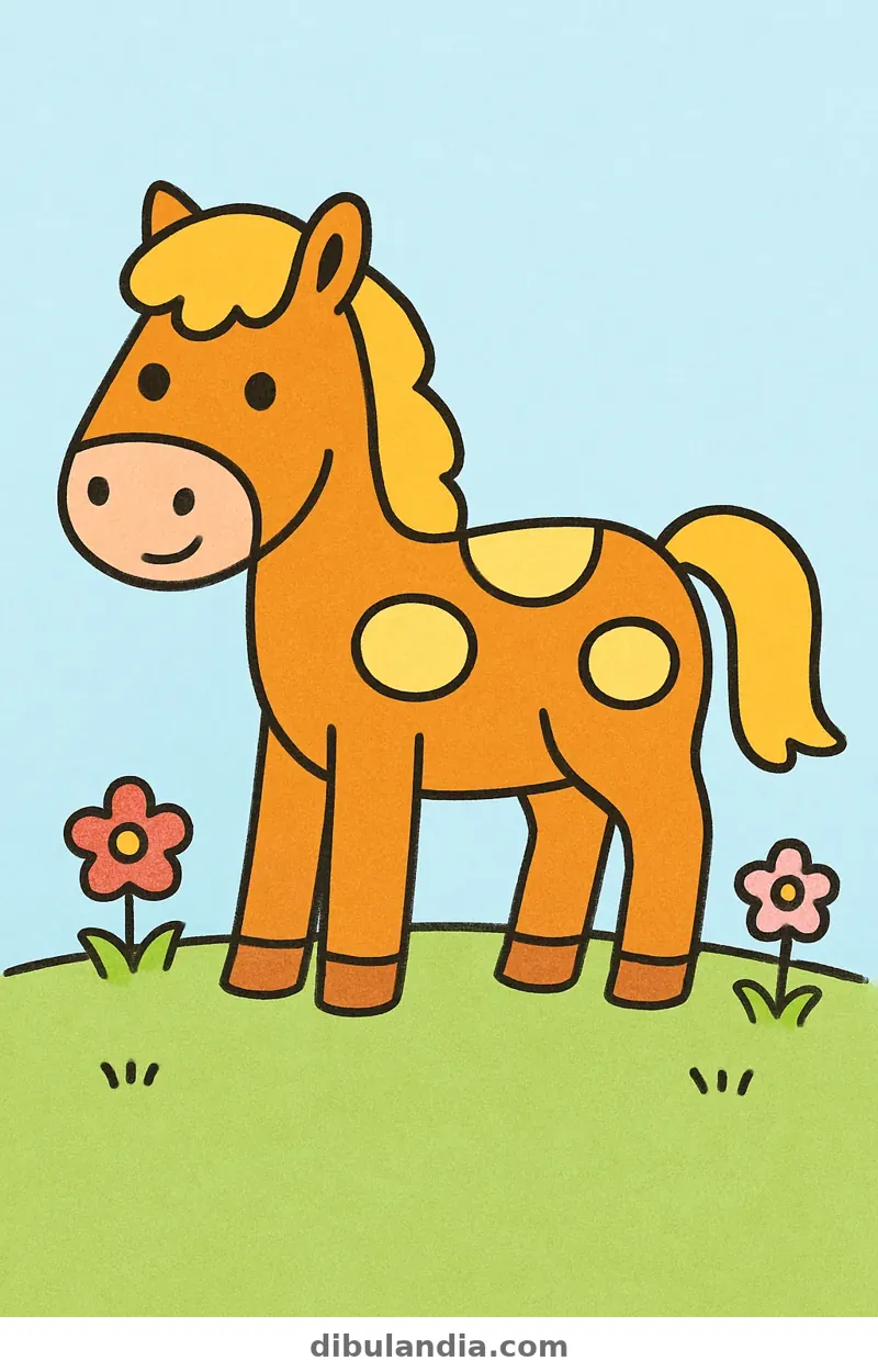 Ejemplo coloreado: Caballo en el prado
