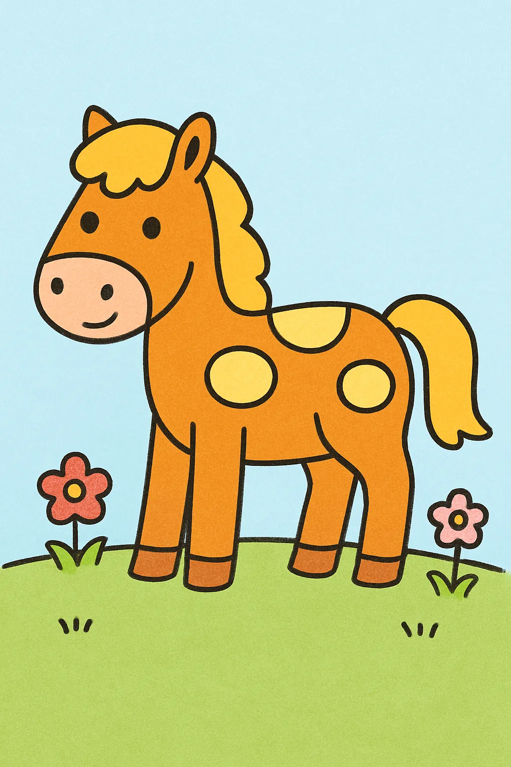 Ejemplo coloreado: Caballo en el prado