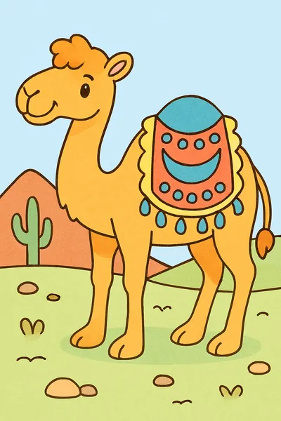 Ejemplo coloreado: Camello con silla decorada