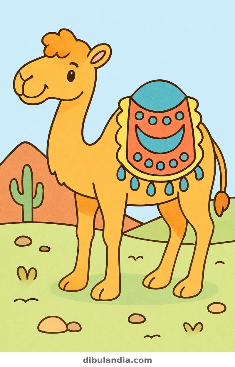 Ejemplo coloreado: Camello con silla decorada