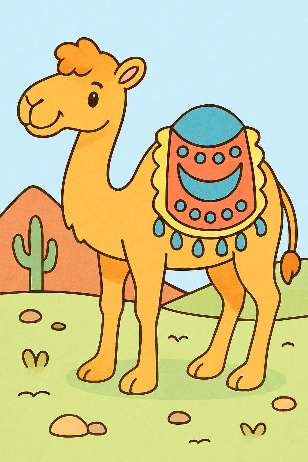 Ejemplo coloreado: Camello con silla decorada