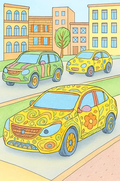 Ejemplo coloreado: Coches en la ciudad