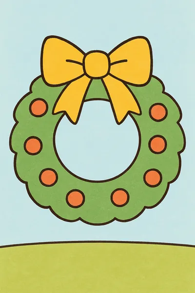 Ejemplo coloreado: Corona de Navidad con lazo
