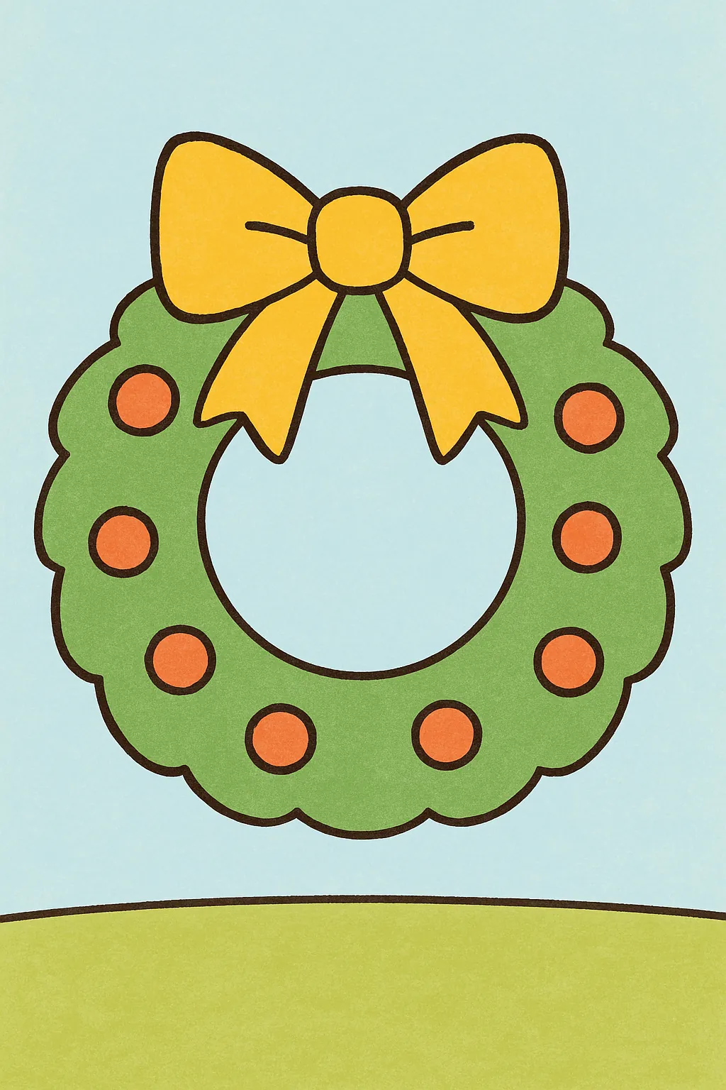Ejemplo coloreado: Corona de Navidad con lazo