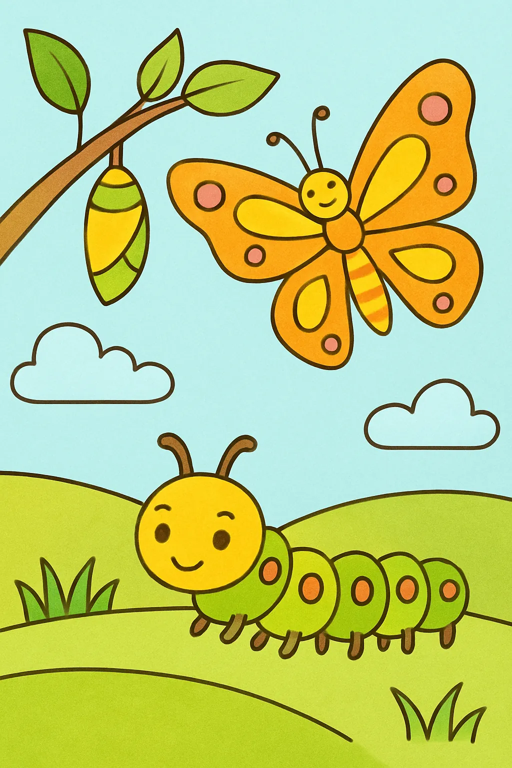 Ejemplo coloreado: De oruga a mariposa