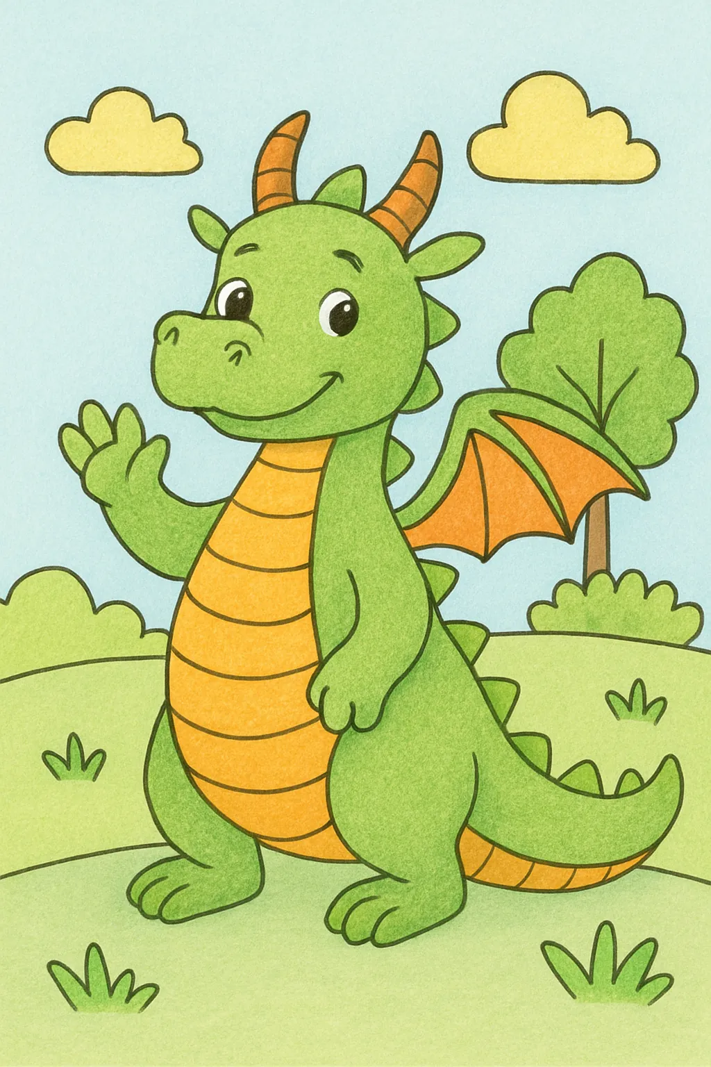 Ejemplo coloreado: Dragón simpático