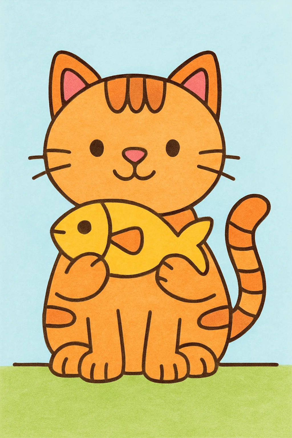 Ejemplo coloreado: Gato con un pez