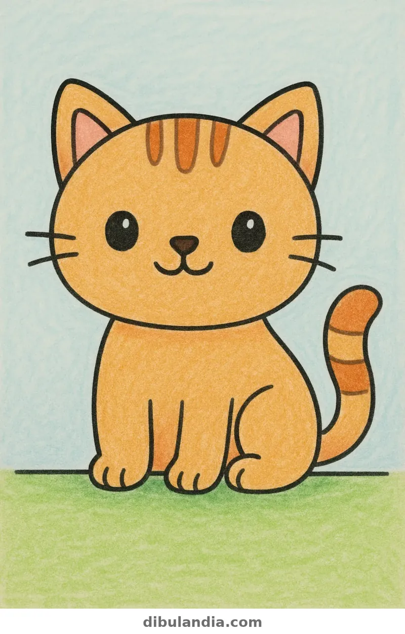 Ejemplo coloreado: Gato kawaii