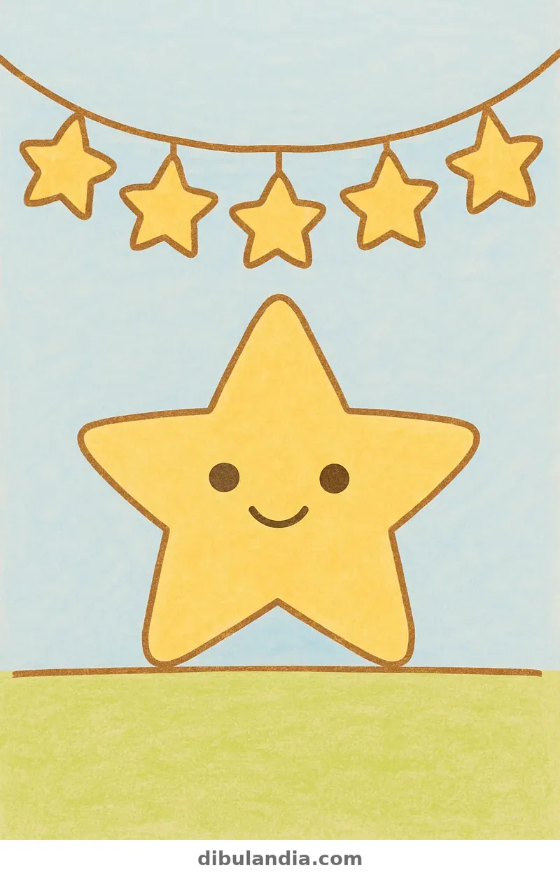 Ejemplo coloreado: Guirnalda de estrellas