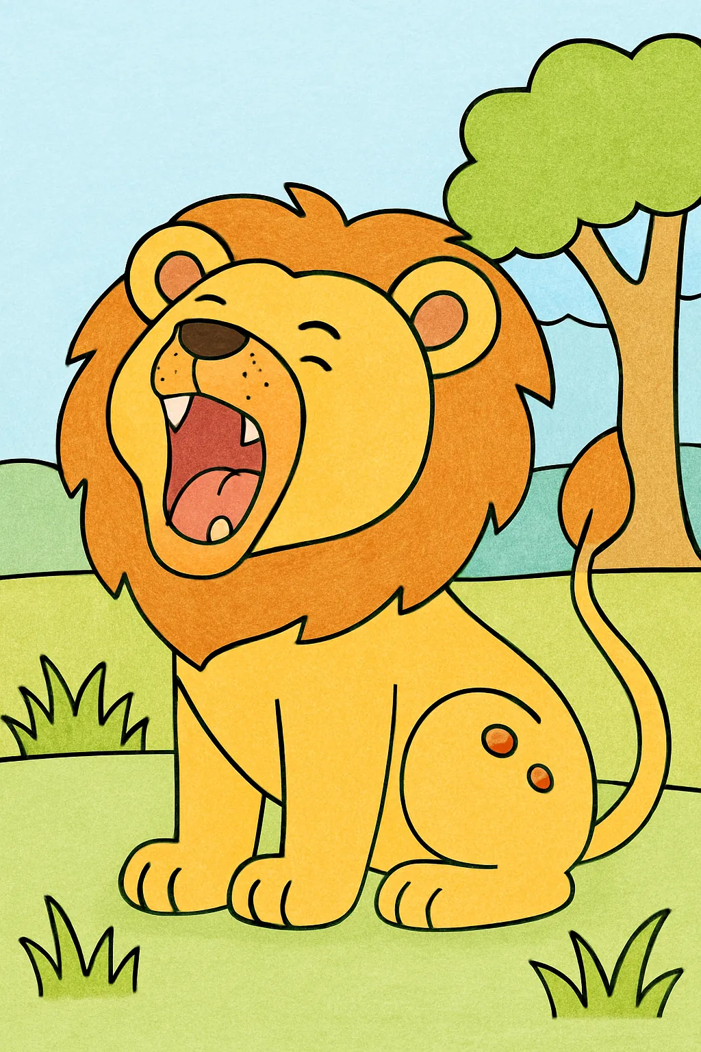 Ejemplo coloreado: León rugiendo