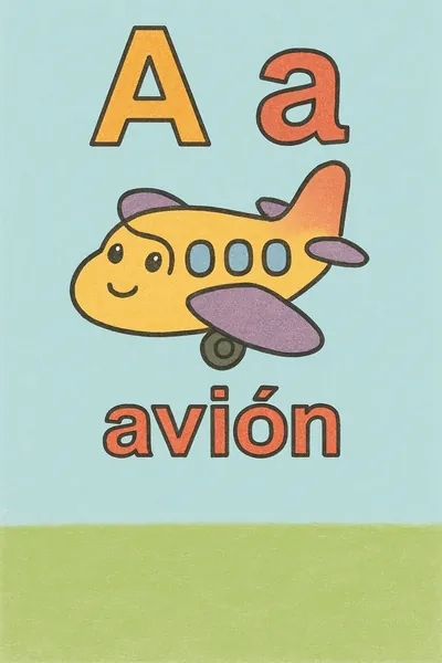 Ejemplo coloreado: Letra A de avión