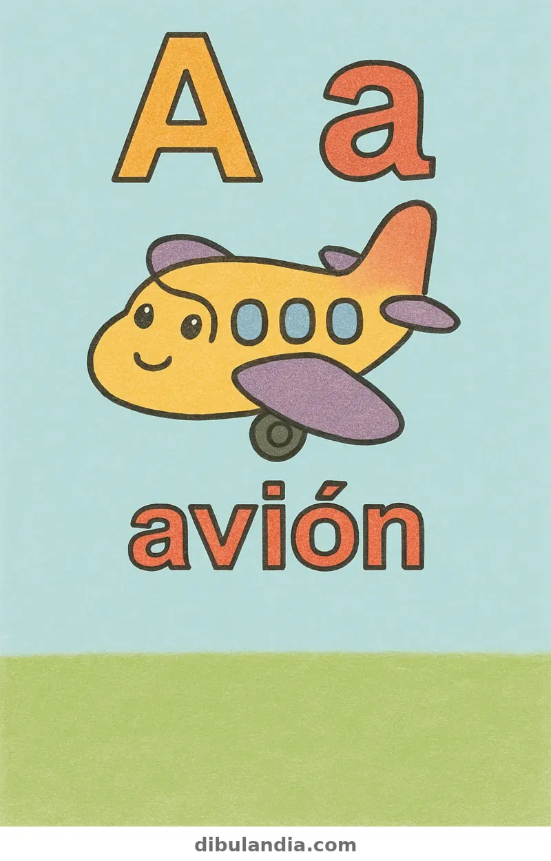 Ejemplo coloreado: Letra A de avión