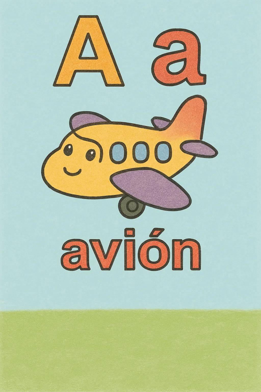 Ejemplo coloreado: Letra A de avión