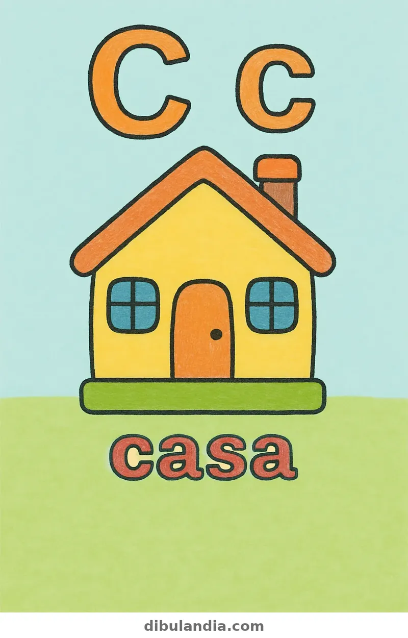 Ejemplo coloreado: Letra C de casa