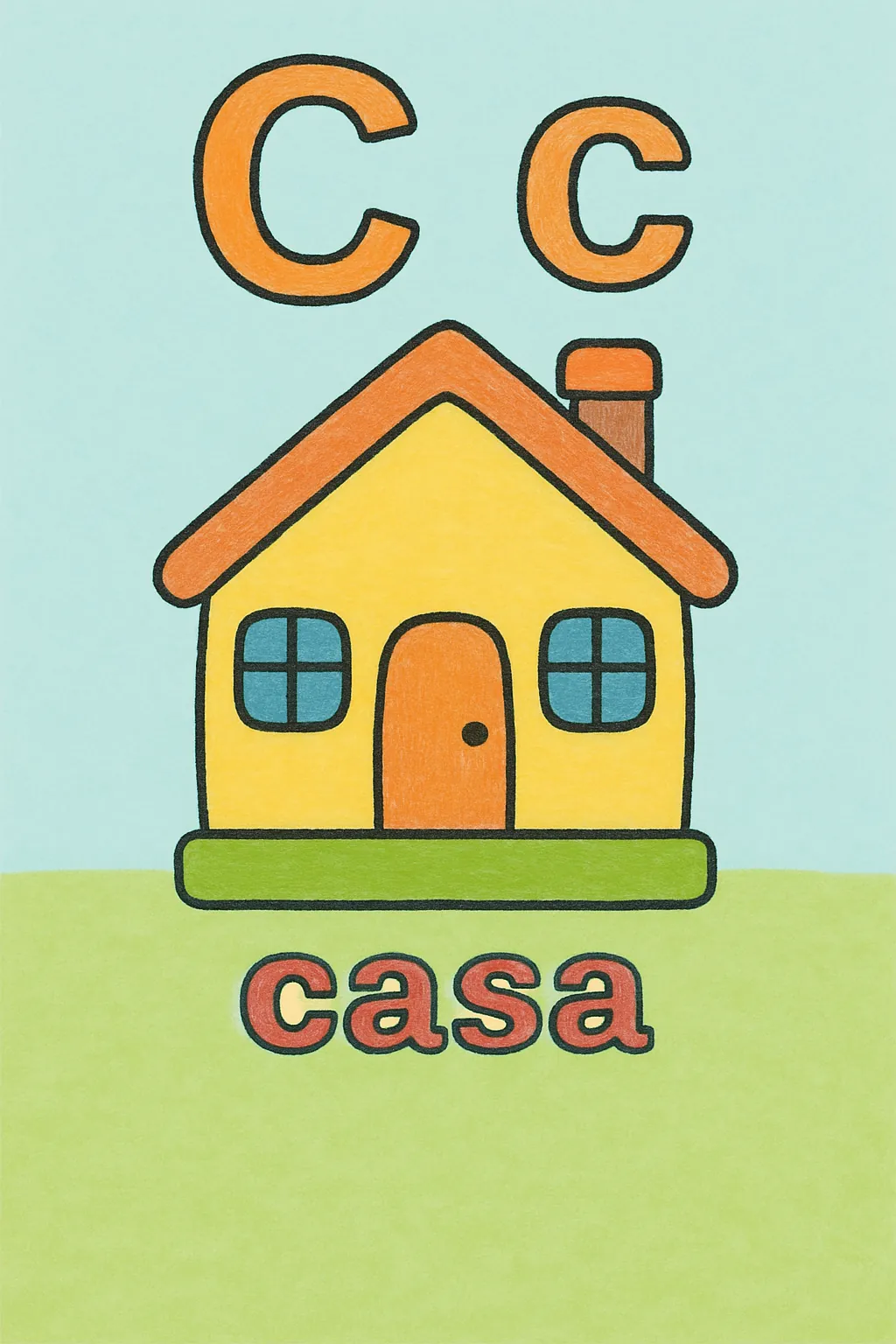 Ejemplo coloreado: Letra C de casa