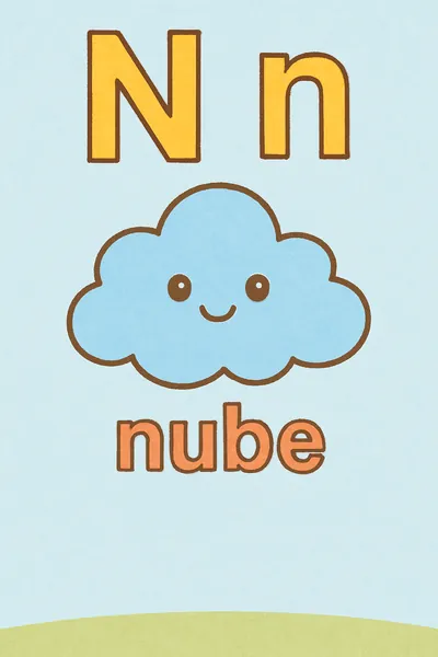 Ejemplo coloreado: Letra N de nube