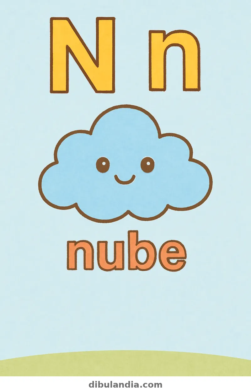 Ejemplo coloreado: Letra N de nube