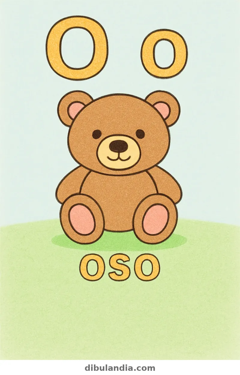 Ejemplo coloreado: Letra O de oso