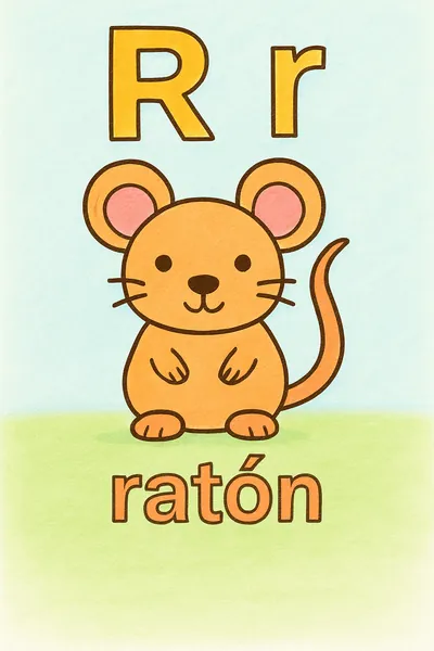 Ejemplo coloreado: Letra R de ratón