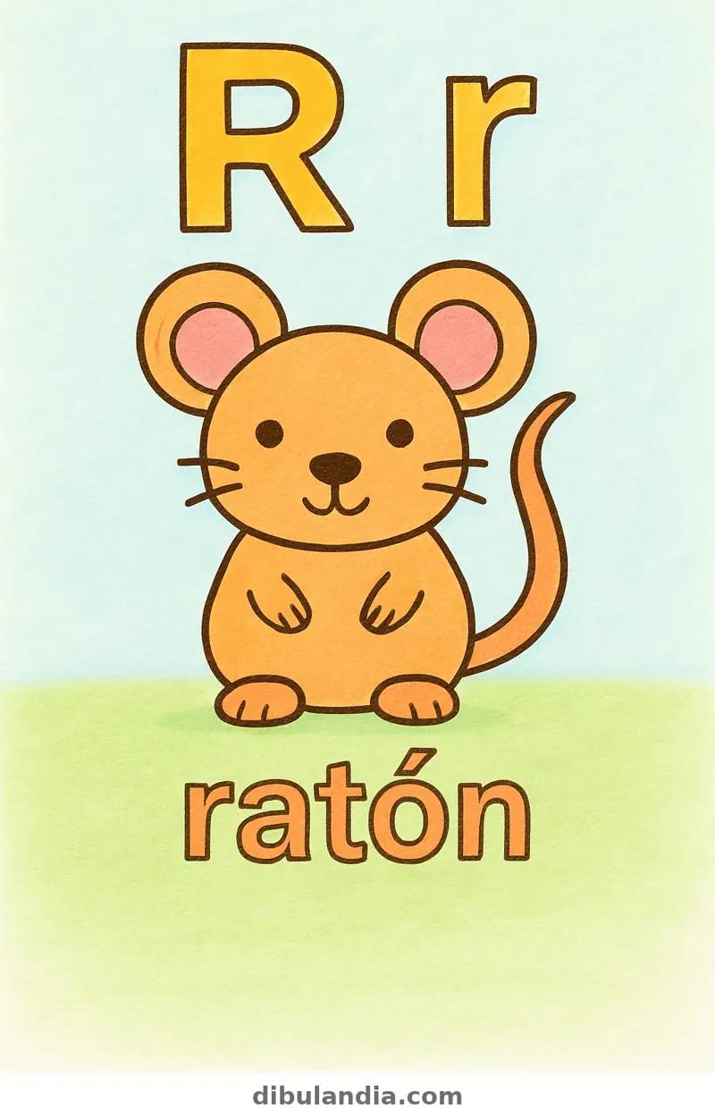 Ejemplo coloreado: Letra R de ratón