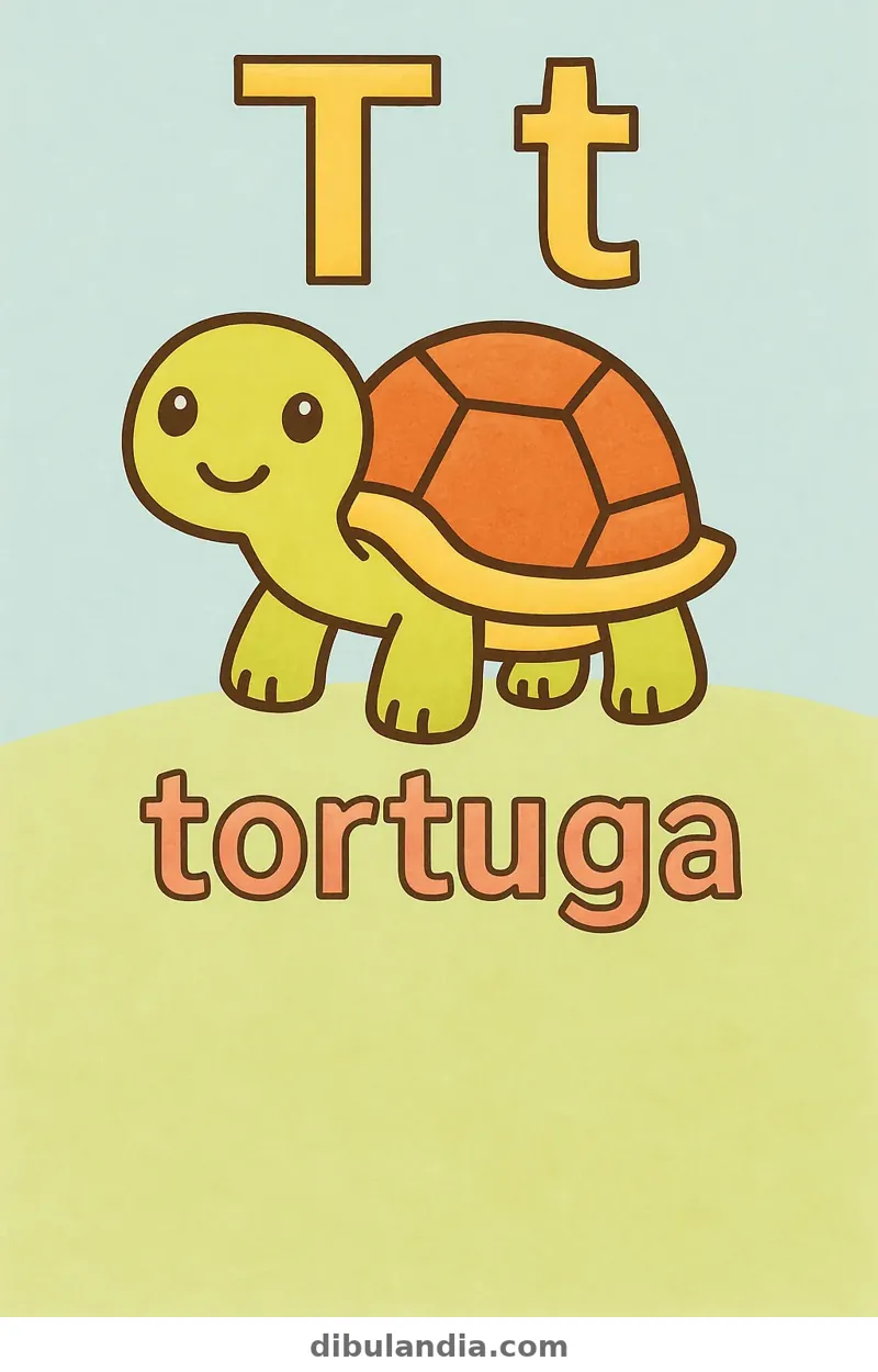 Ejemplo coloreado: Letra T de tortuga