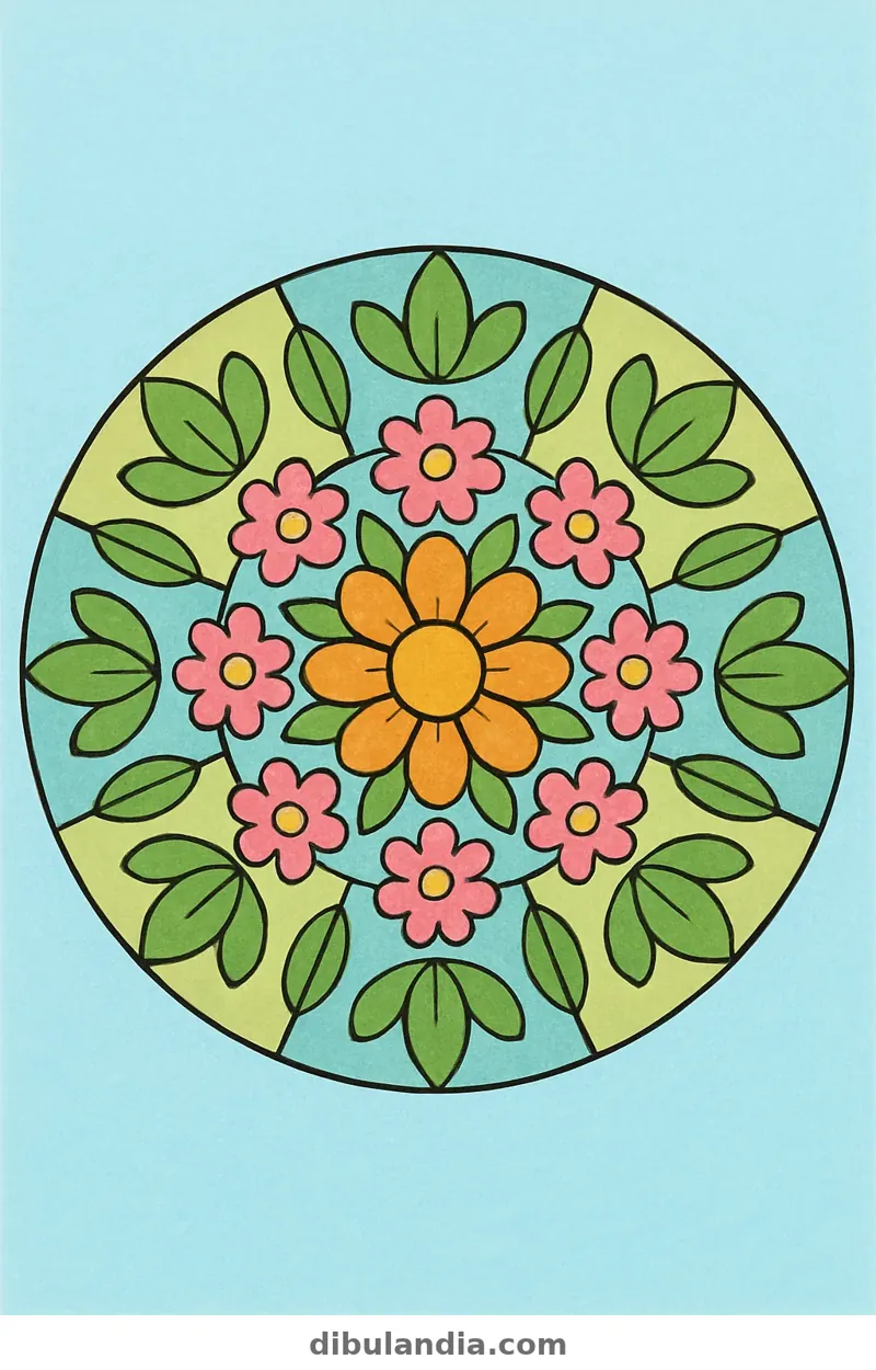 Ejemplo coloreado: Mandala de flores