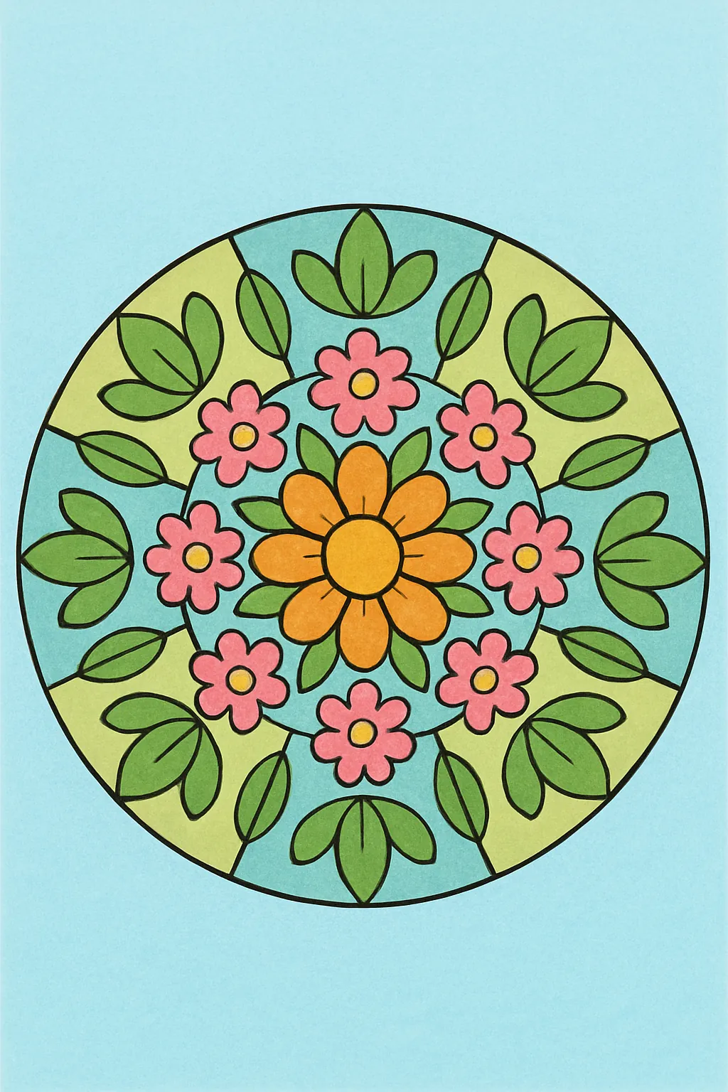 Ejemplo coloreado: Mandala de flores