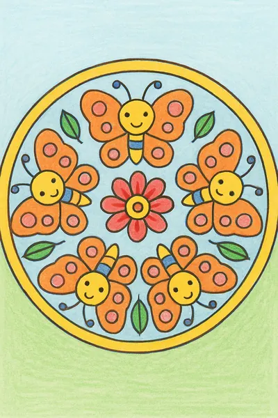 Ejemplo coloreado: Mandala de mariposas