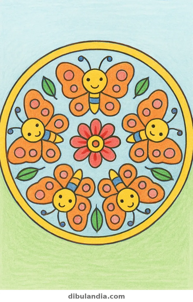 Ejemplo coloreado: Mandala de mariposas
