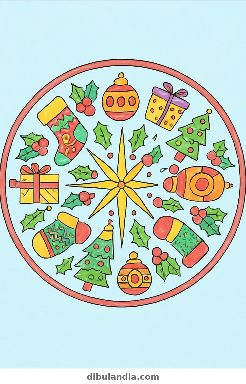 Ejemplo coloreado: Mandala de Navidad