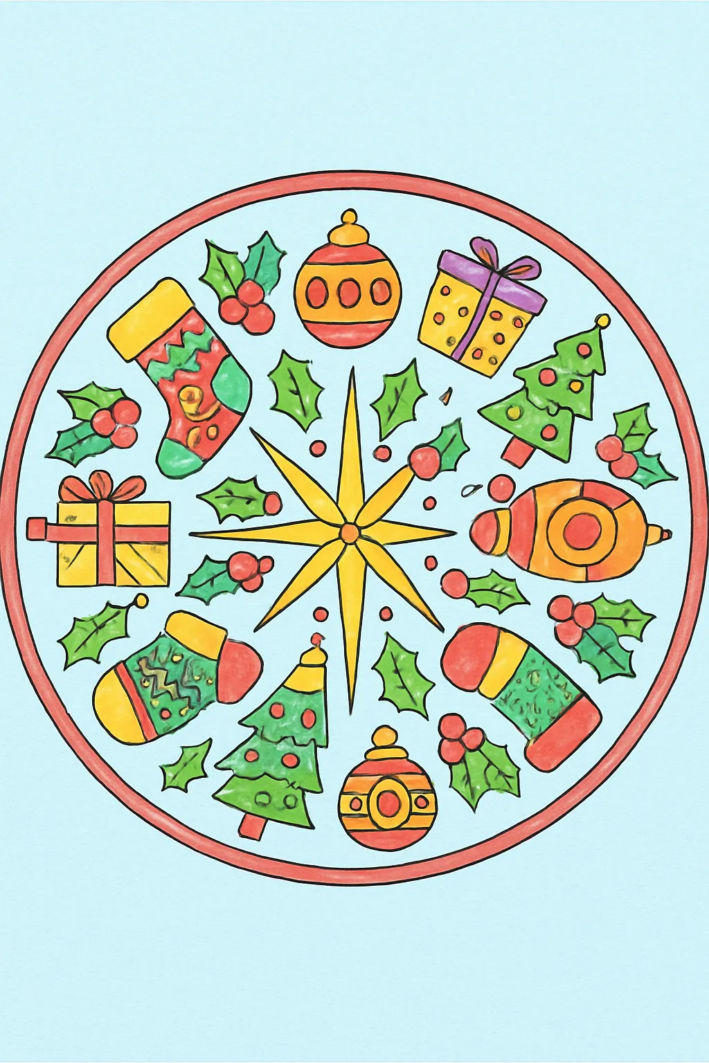 Ejemplo coloreado: Mandala de Navidad