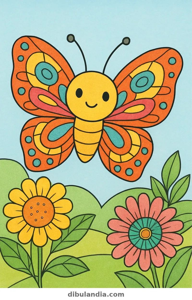Ejemplo coloreado: Mariposa kawaii