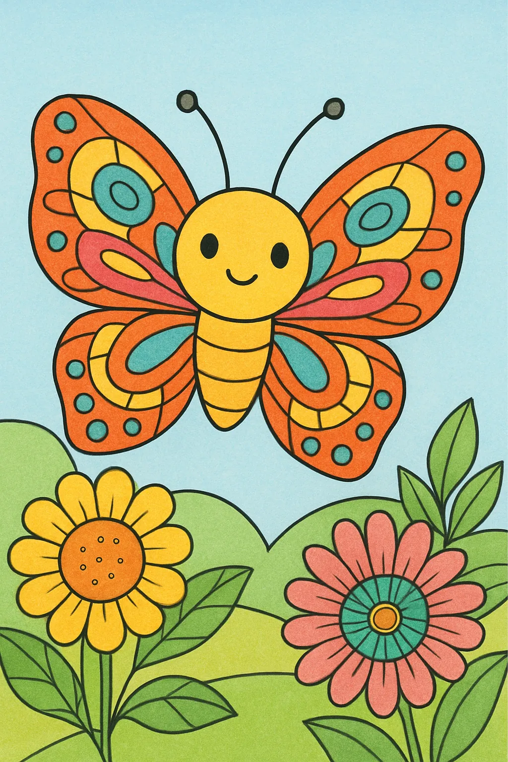 Ejemplo coloreado: Mariposa kawaii