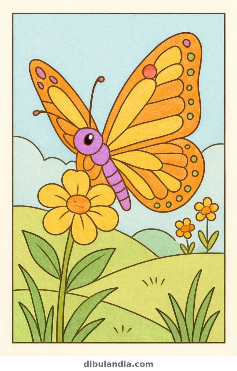 Ejemplo coloreado: Mariposa monarca