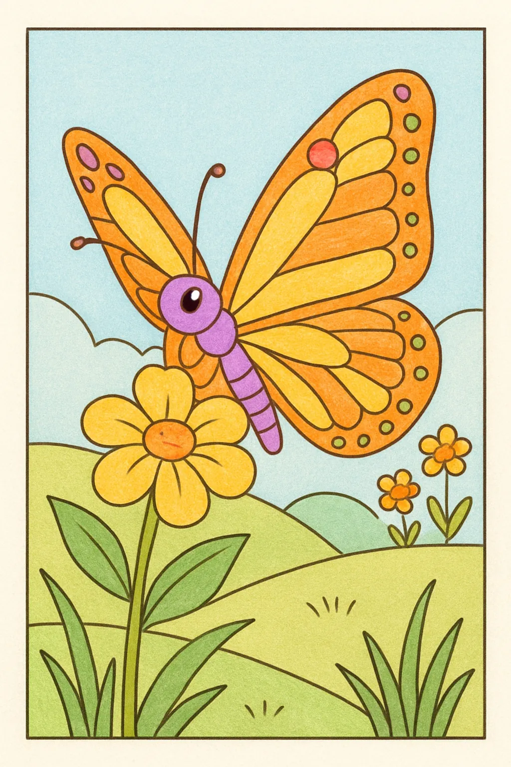 Ejemplo coloreado: Mariposa monarca