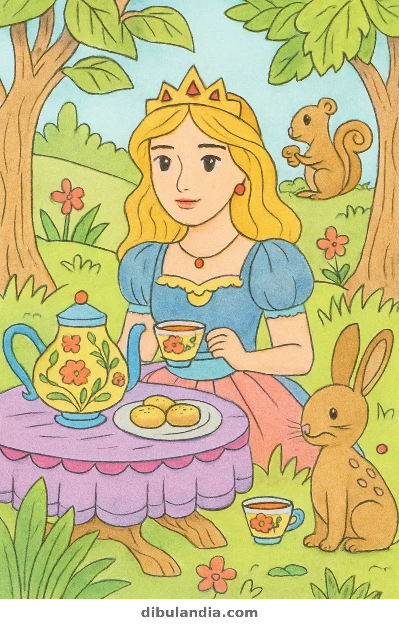 Ejemplo coloreado: Merienda de princesa