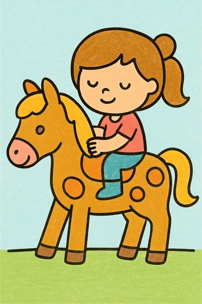 Ejemplo coloreado: Niña montando a caballo