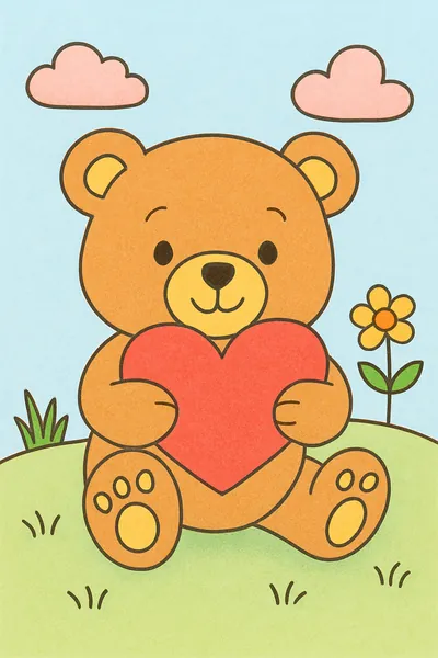 Ejemplo coloreado: Osito con un corazón
