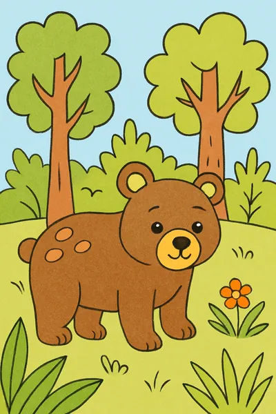 Ejemplo coloreado: Oso pardo en el bosque